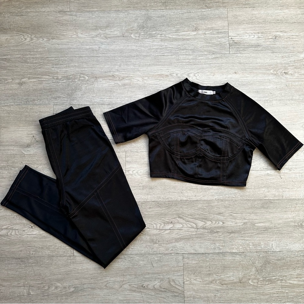 Black Adika Crop Top and pants Set